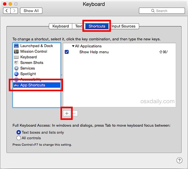 mac shortcut for help menu